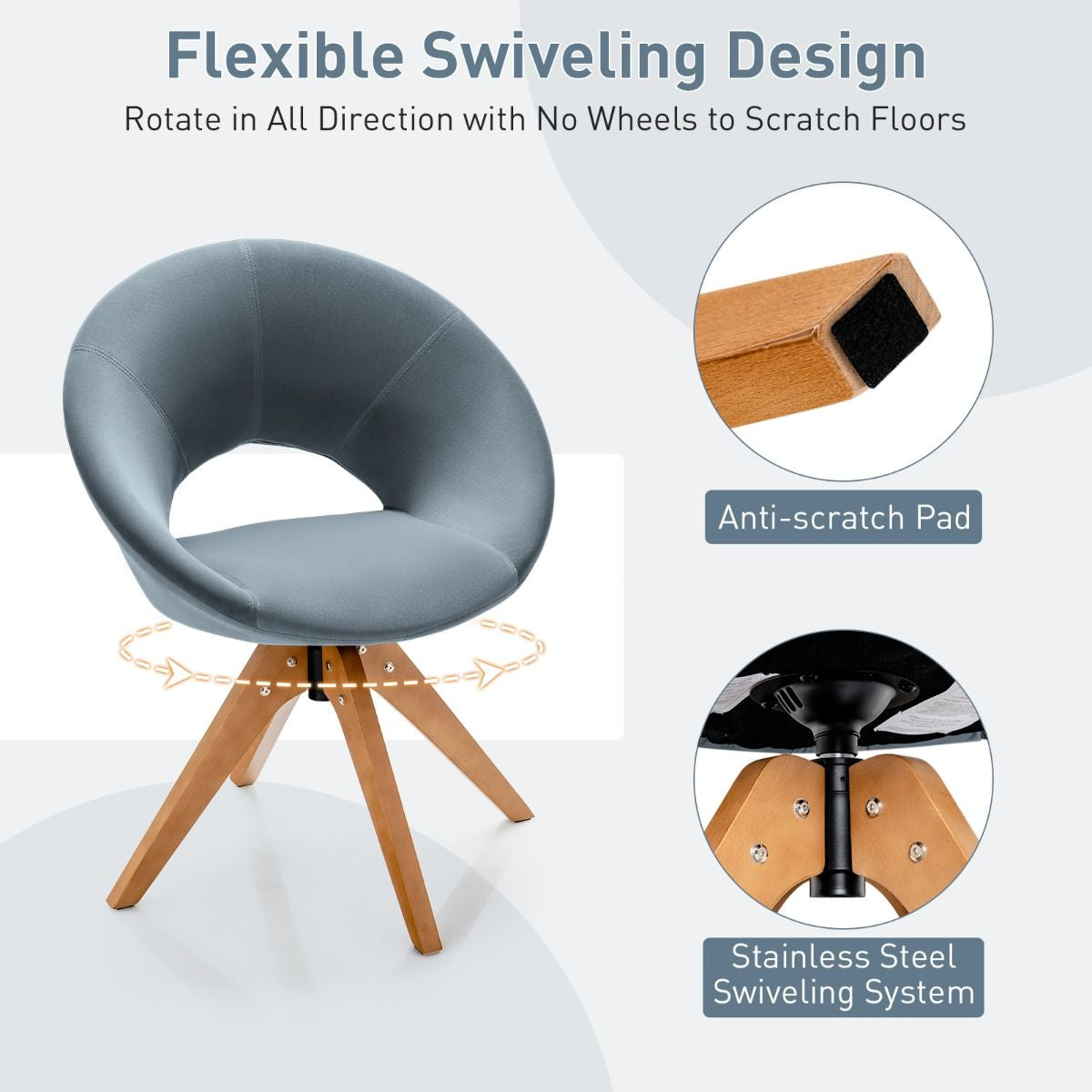 360° Swivel Velvet Accent Chair for Living Room, Bedroom and Office