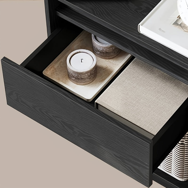 Bedside Table with LED Light - Side Table with Charging Station, 1 Storage Drawer Bedside Table