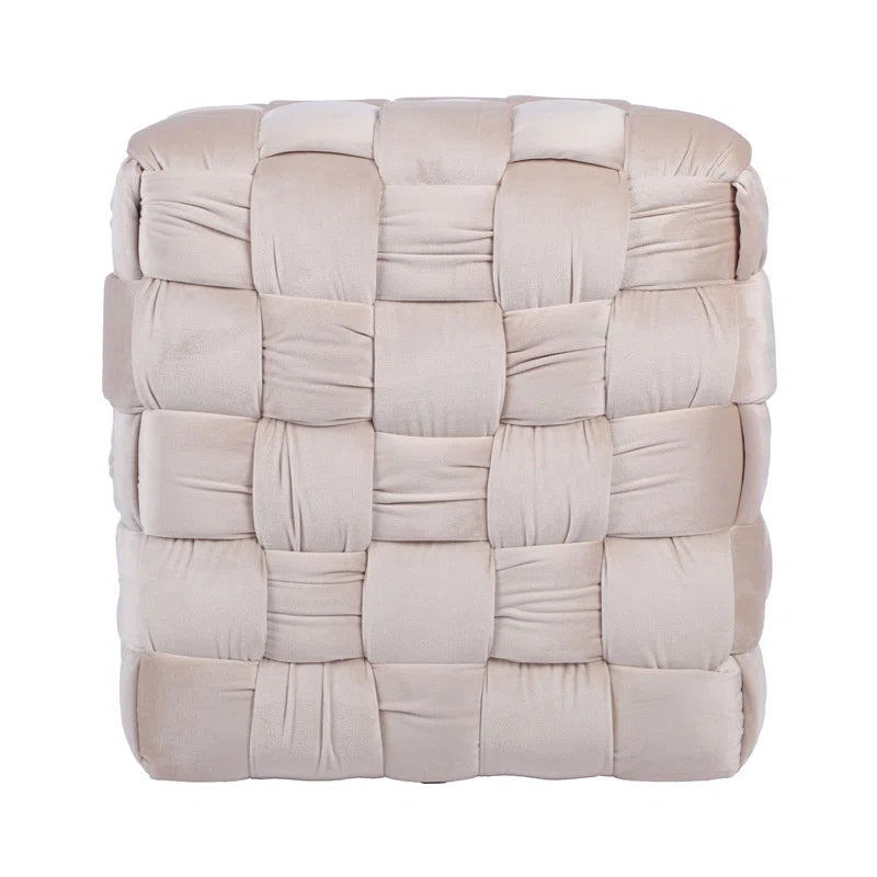 Barbaralee Velvet Woven Ottoman Dressing Stool for Bedroom Furniture, Modern Accent Stool with MDF Base