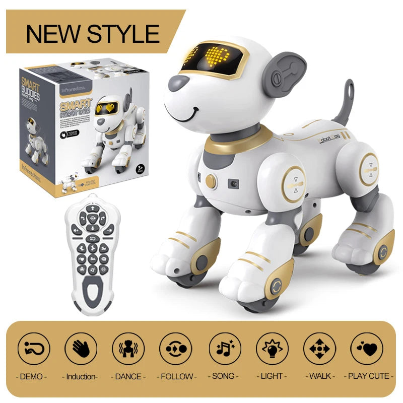 Interactive Pink RC Robot Dog - Voice Command, Programmable Stunts & Music - Perfect Gift for Girls!