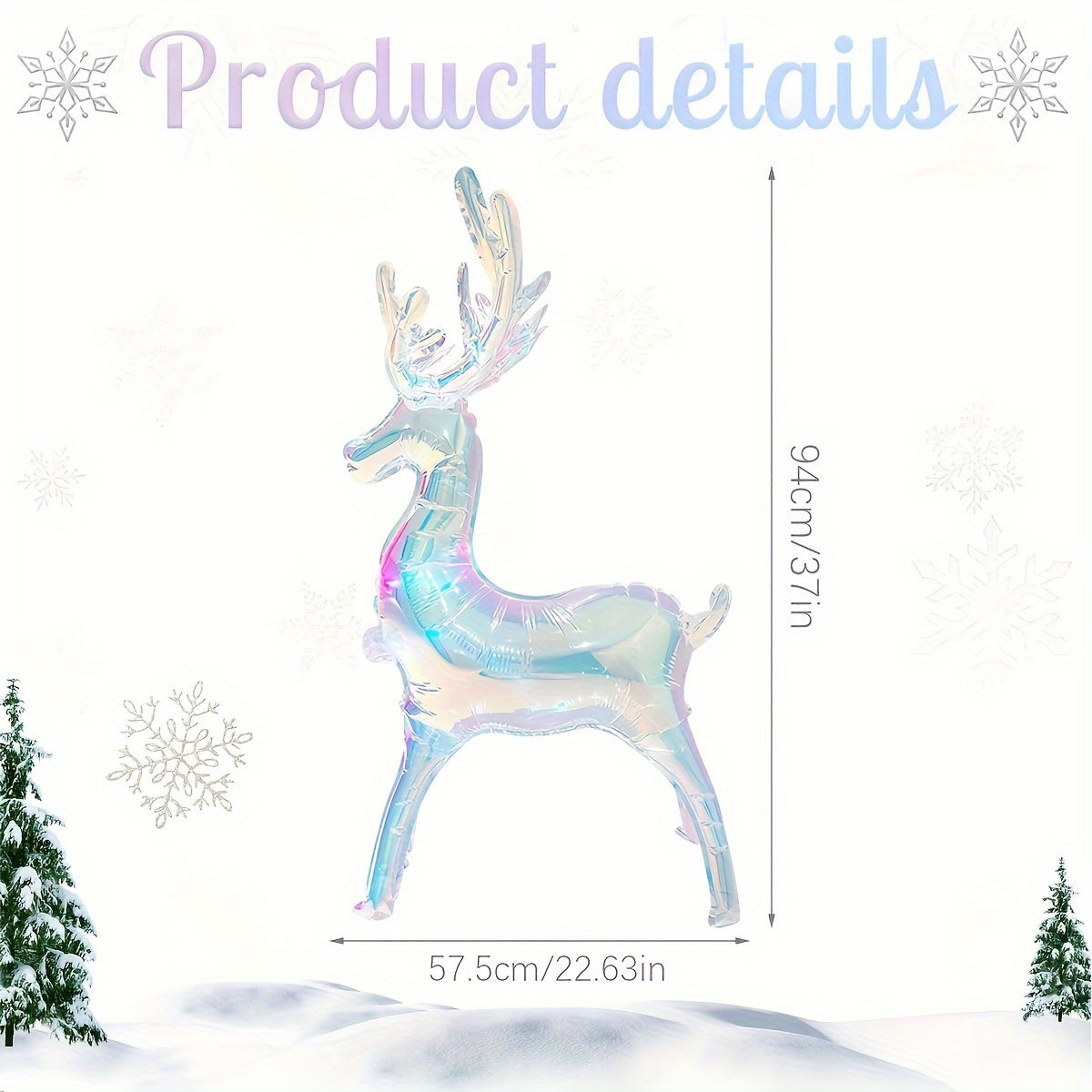 2pcs Extra Tall 94cm Self-Standing Inflatable Reindeer Decorations with Glowing Antlers