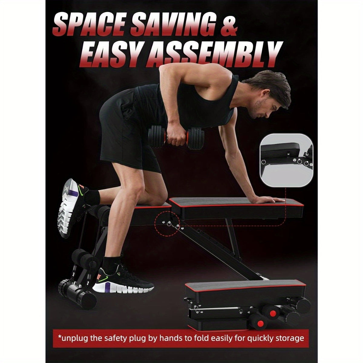 Adjustable Weight Bench - Utility Weight Benches for Full Body Workout, Foldable Flat/ Incline/ Decline FID Bench Press for Home Gym