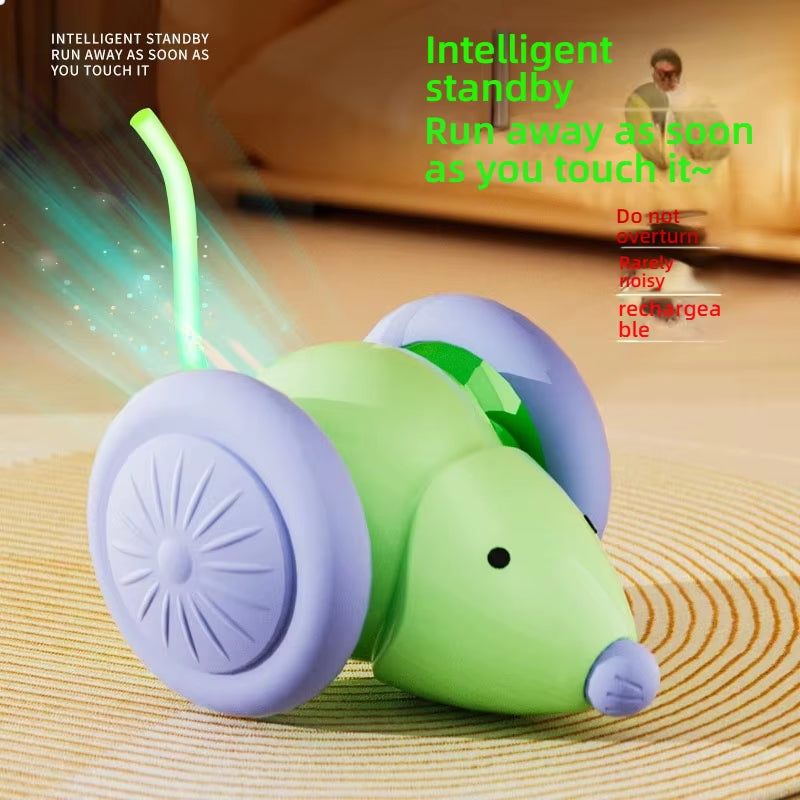 Interactive Electric Mouse Car for Cats - Silent Automatic Teaser with Smart Obstacle Avoidance