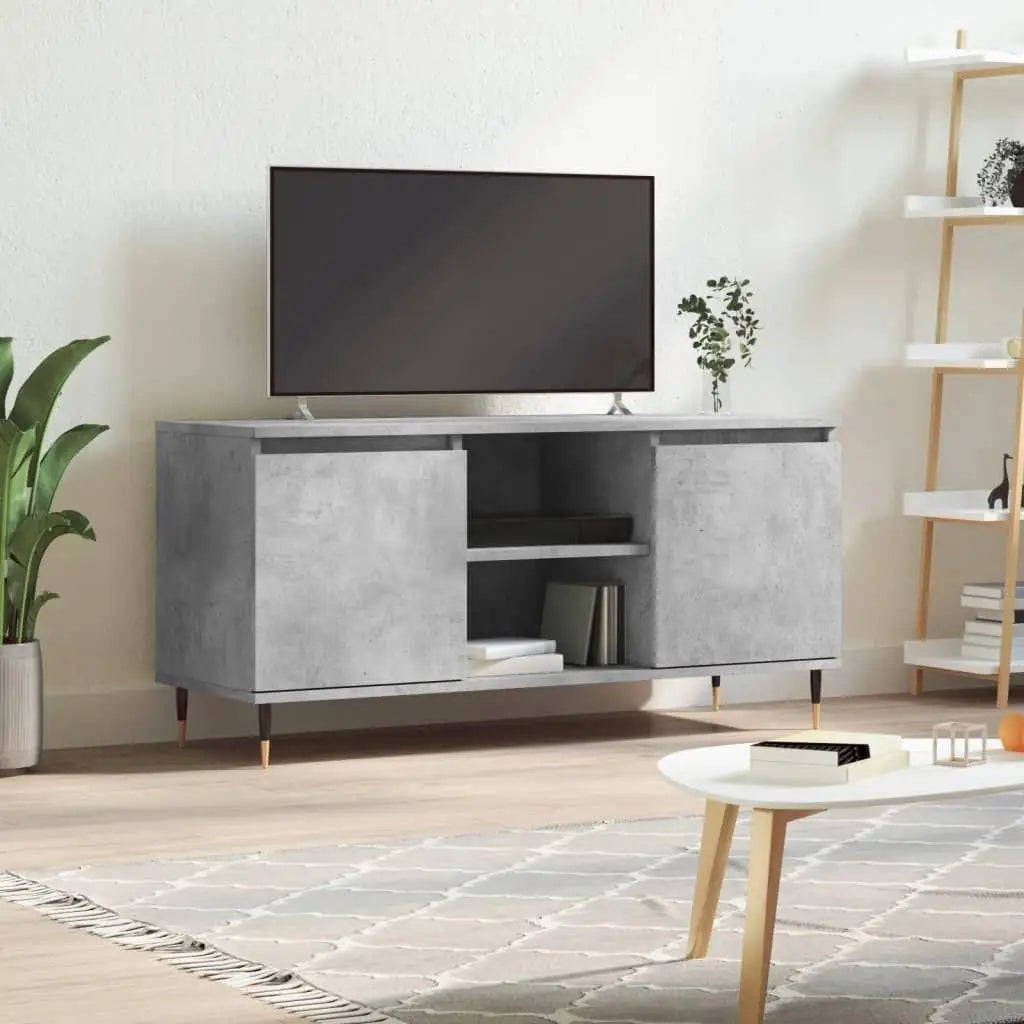 Modern Concrete Grey TV Cabinet 104X35X50 Cm - Stylish Engineered Wood Storage Solution