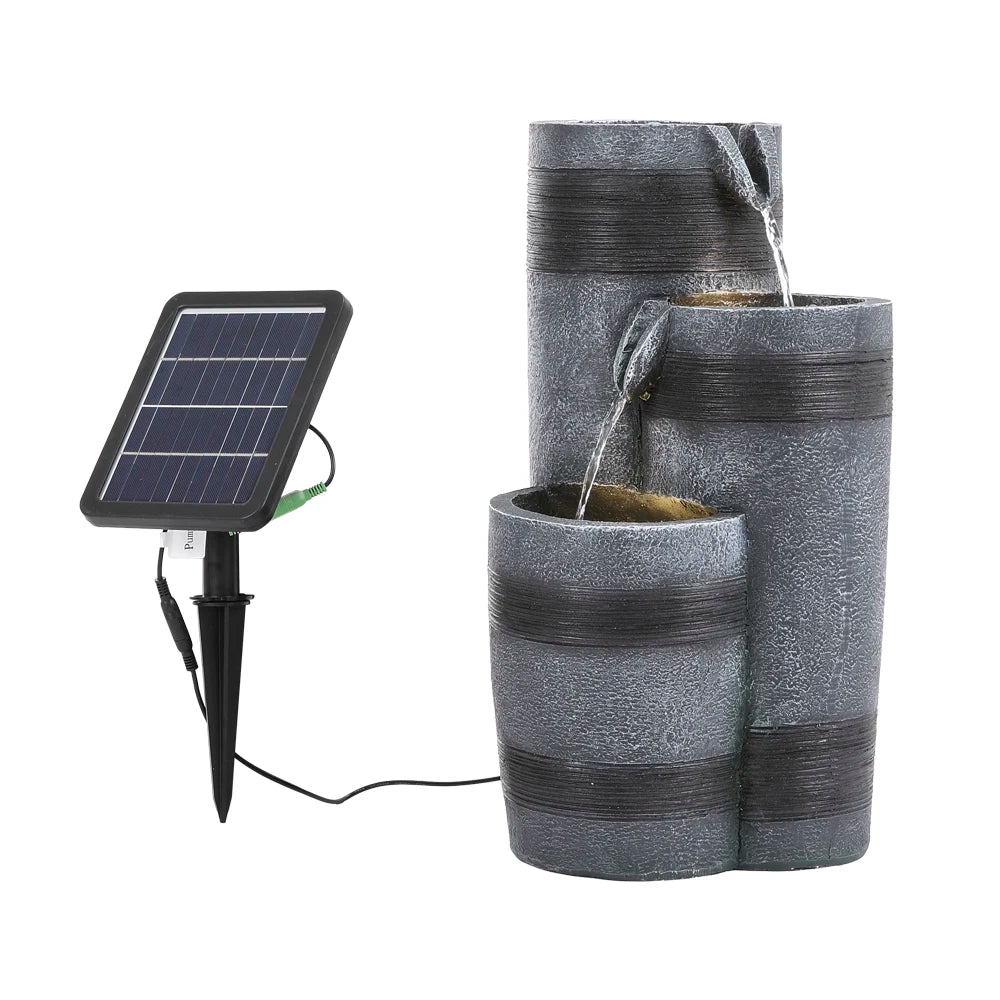 Outdoor Solar-Powered Water Fountain Rockery Decor - 23.5 cm W x 48 cm H