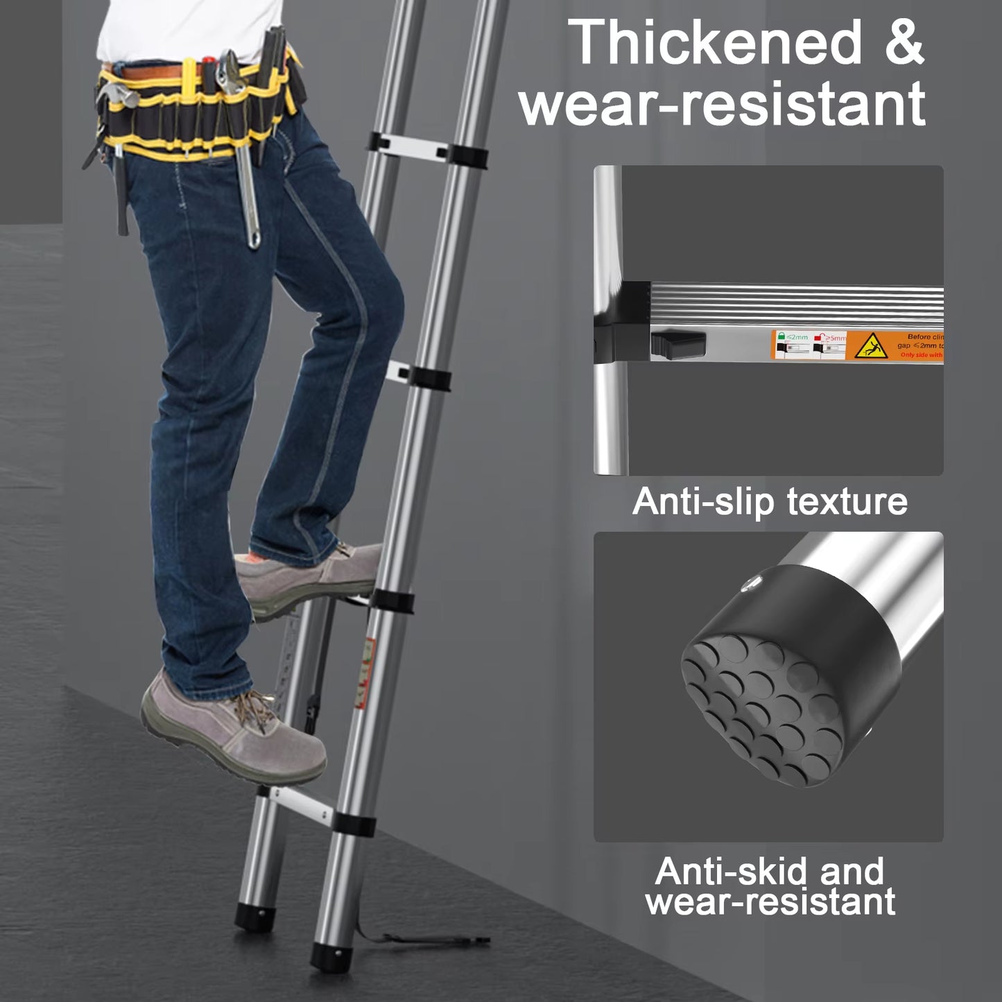 3.8M Telescopic Ladder Stainless Steel Convenient Extendable Folding Ladder,Easy to Carry, Suitable for Pulling Walls, Changing