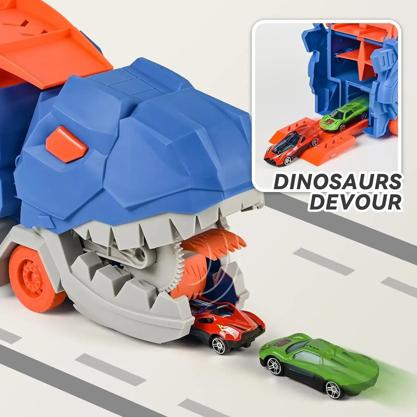 Transforming Dinosaur Truck with Foldable Race Track - Perfect Birthday Gift for Boys and Girls!