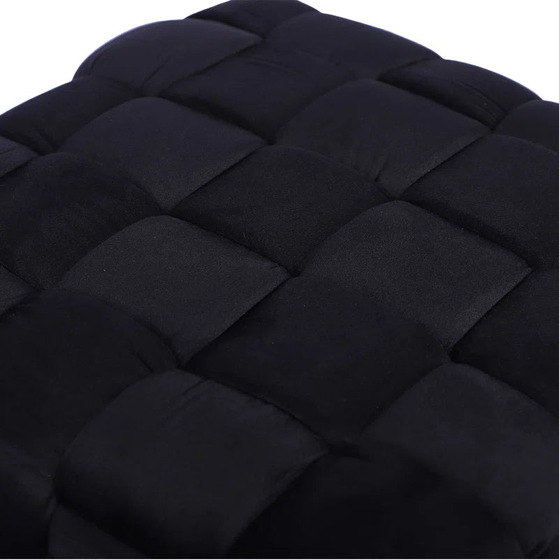 Barbaralee Velvet Woven Ottoman Dressing Stool for Bedroom Furniture, Modern Accent Stool with MDF Base