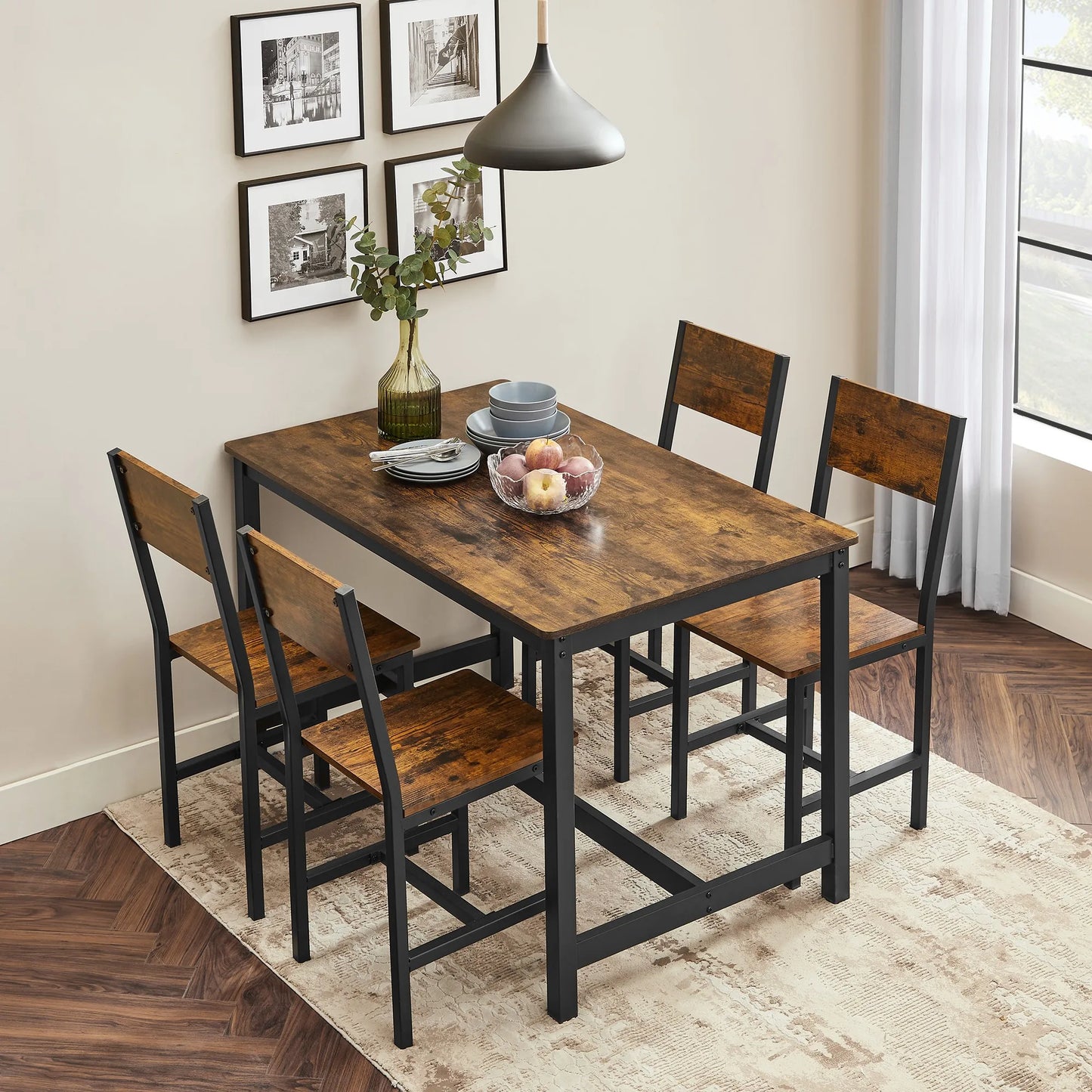 Dining Chair Set of 2, Steel Frame, Industrial, for Dining Room, Living Room, Kitchen, Heather Greige and Frosted