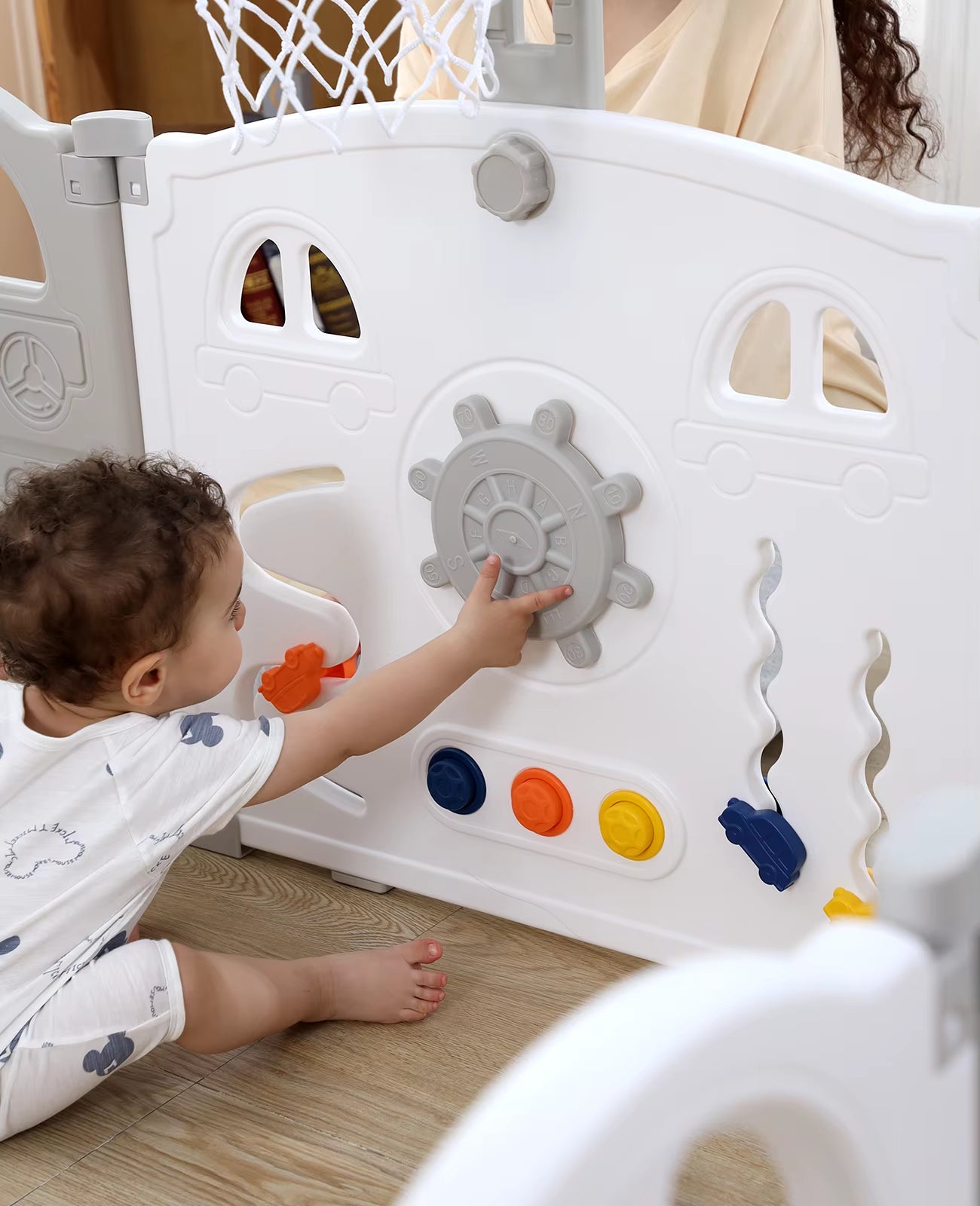Ultimate Foldable Baby Playpen with Basketball Hoop & 50 Colorful Pit Balls - 14-Panel Toddler Play Fence