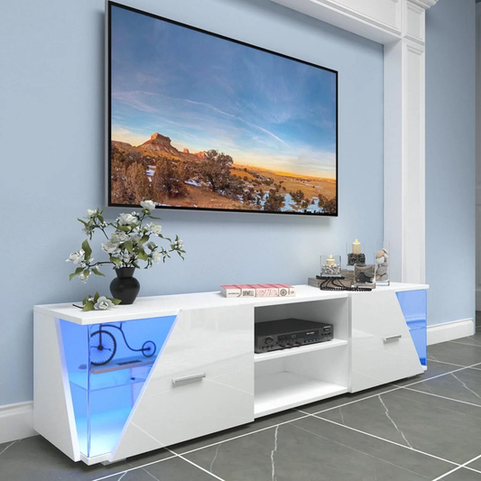 150Cm Modern TV Unit with LED Light & Storage for Living Room Bedroom