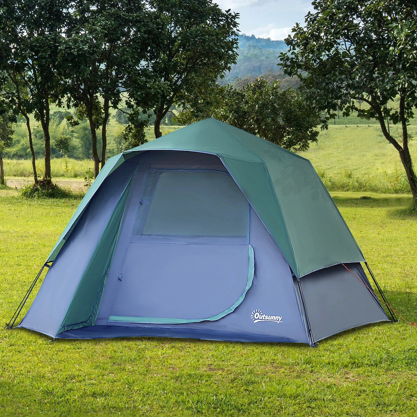 3-4 Person Pop-Up Camping Tent Family Travel Portable Double Layer Olive Green