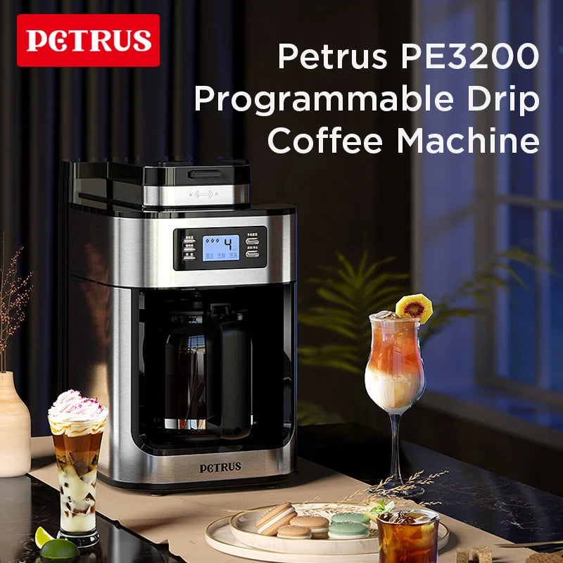 Brew Perfect Coffee Every Time: Automatic 10-Cup Stainless Steel Drip Coffee Maker with Built-In Grinder