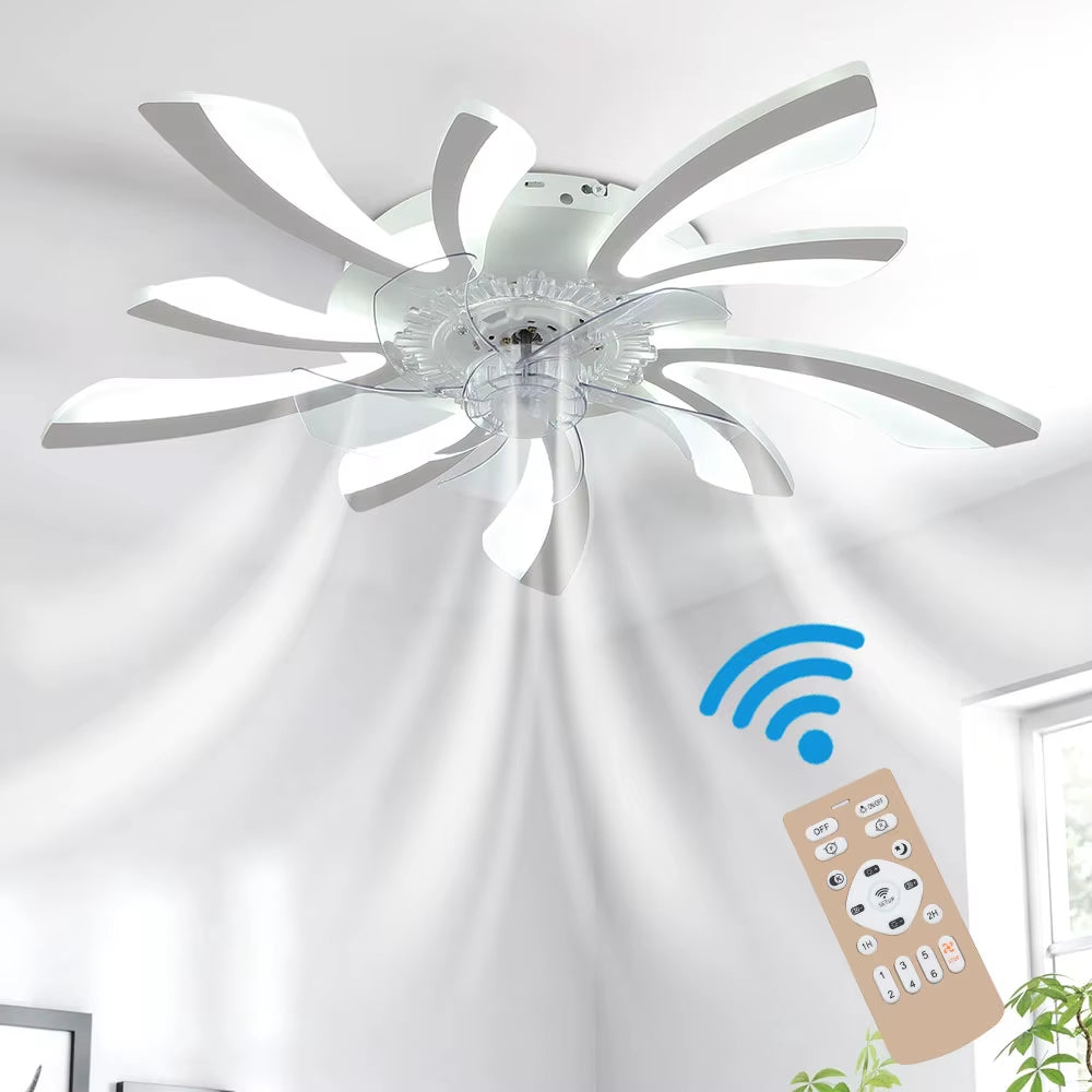 78Cm Creative Ceiling Fan with LED Lights with Remote 3 Color Temperature 6 Speeds for Office, Living Room, Bedroom