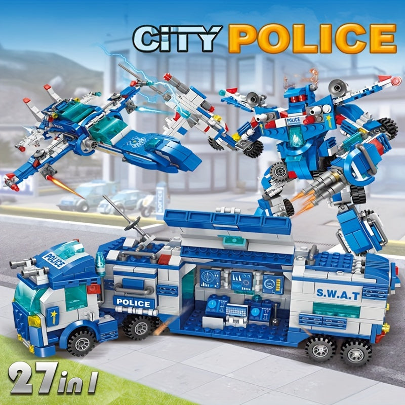 700pcs Department Car Building Blocks, City Patrol Police Toy, Vehicle Truck Action Figures Brick Toys For Children