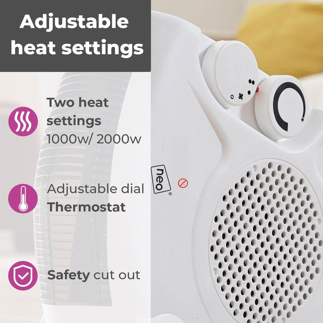 Neo White 2000W Portable Electric Fan Heater - Ultimate Comfort