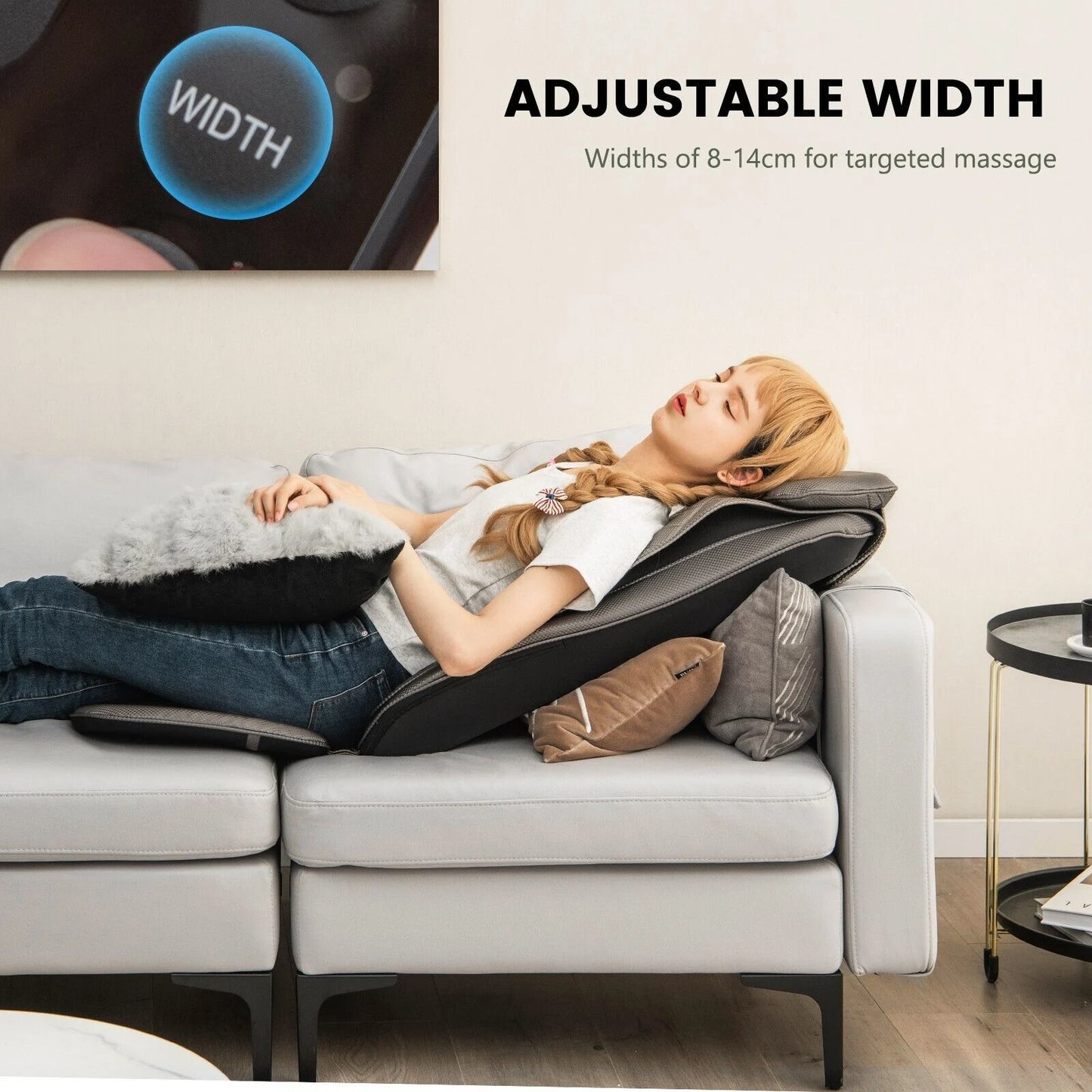 Back Massager with Heat Vibration and Removable Neck Pillow
