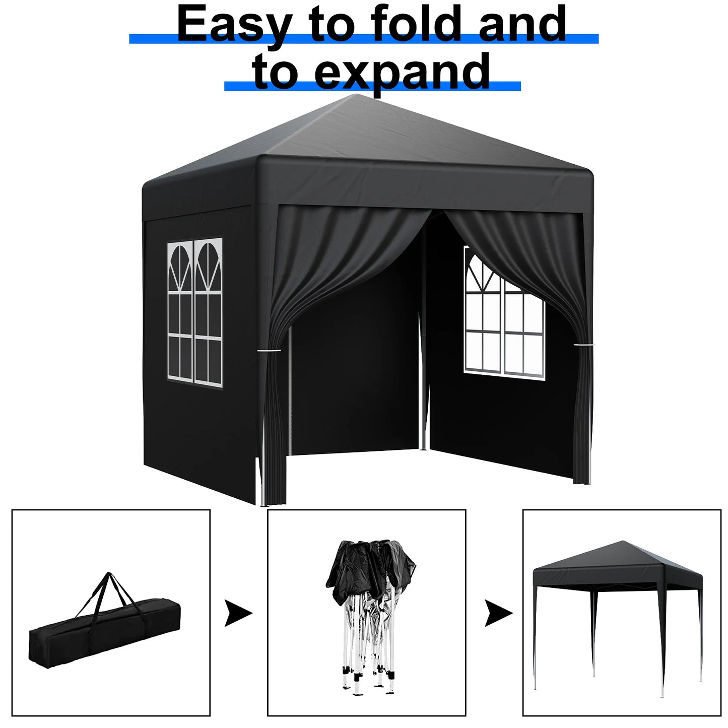 Premium 2x2M Pop-Up Gazebo with Side Walls - Waterproof Steel Frame for Outdoor Events