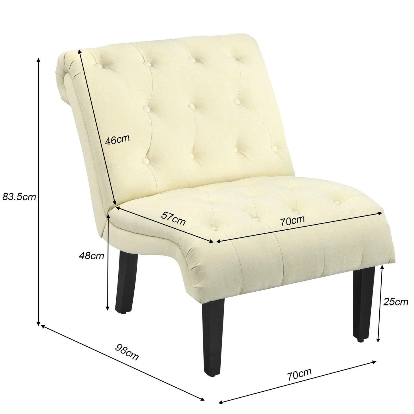 Modern Upholstered Accent Chair with Button Tufted Linen Fabric