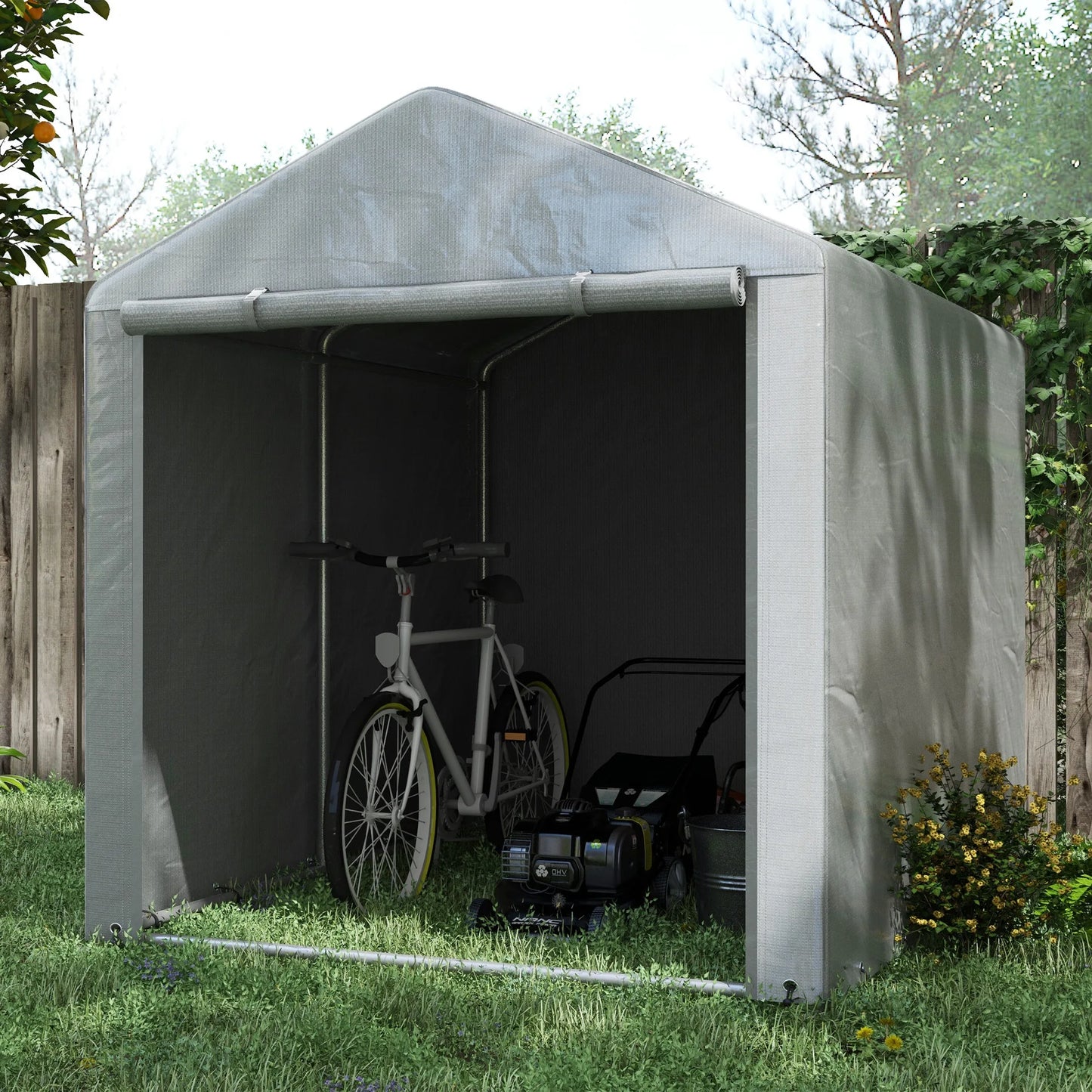 1.6 x 2.2m Portable Garden Storage Shed with Galvanized Steel Frame 