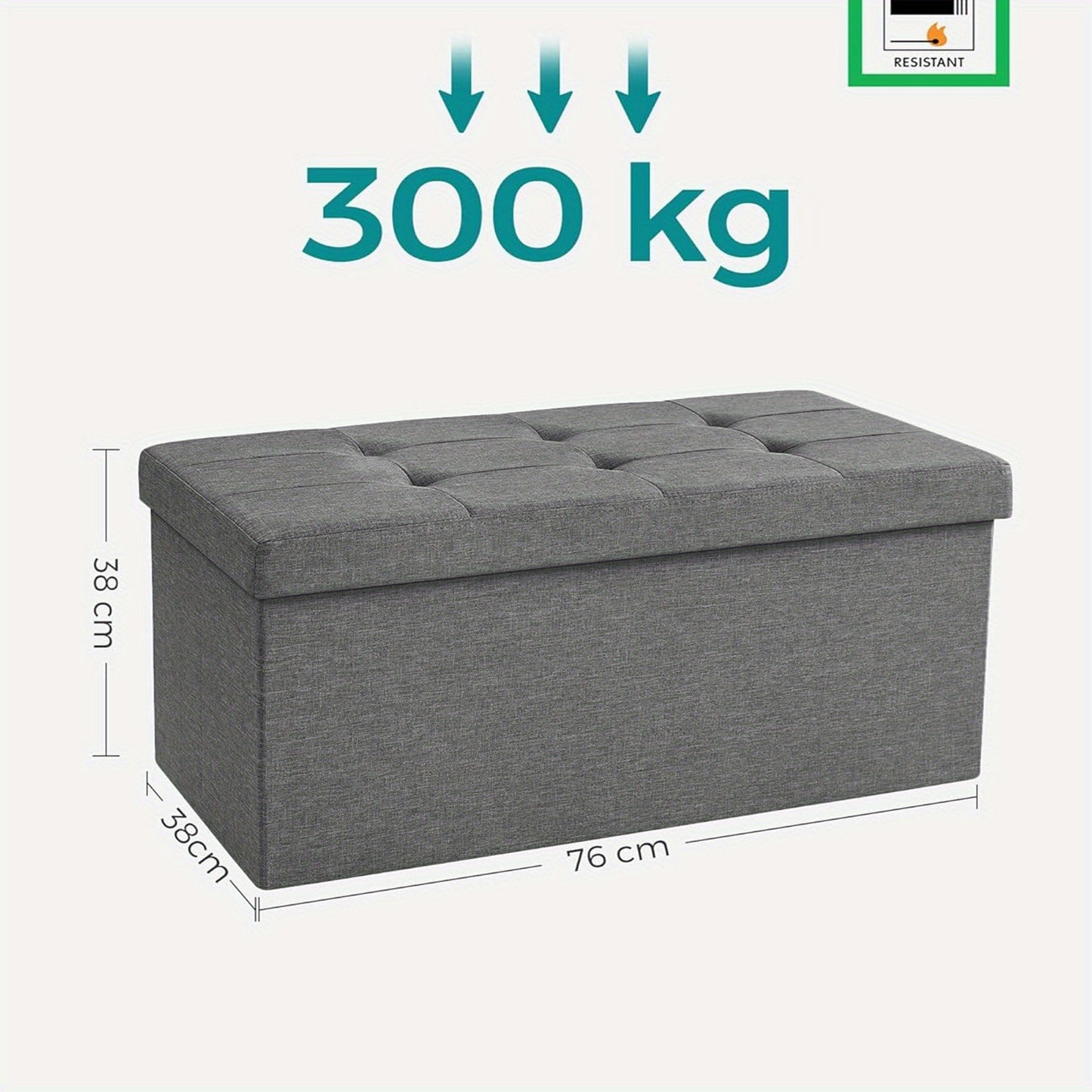 Large-Capacity 80L Foldable Storage Ottoman Stool - Heavy-Duty 300kg Dark/ Grey