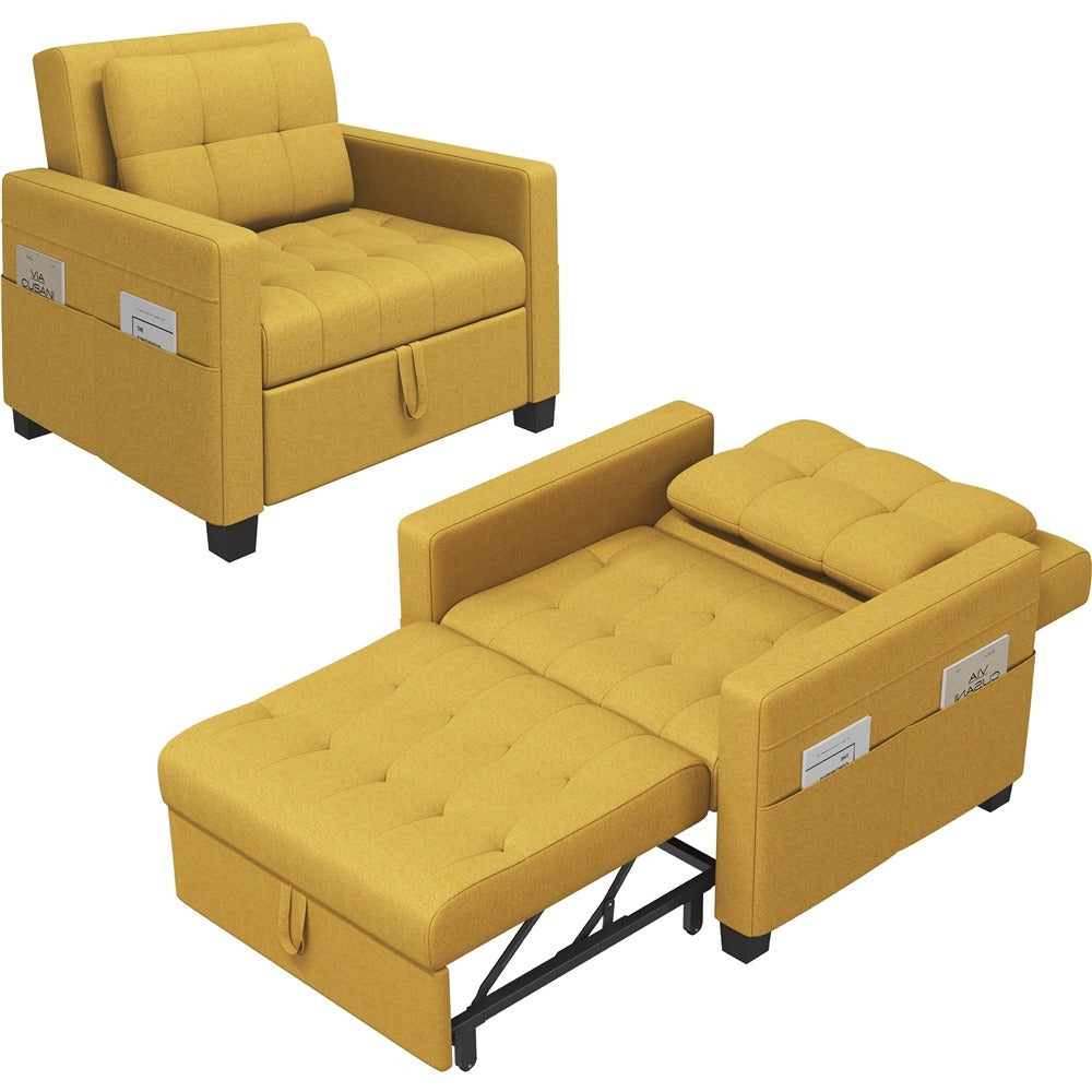 Convertible Sleeper Chair, 3-In-One Chair Bed with Adjustable Backrest and Pillow for Limited Space