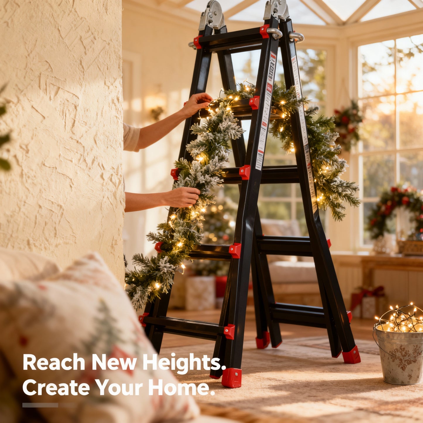 4M Aluminium Duo Ladder Telescopic Herringbone Multi-Purpose DIY Non-Slip