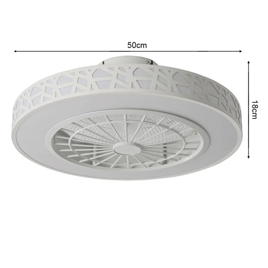 round Acrylic Ceiling Mount LED Fan Light with Remote Control 6 Speeds 30W Reversible Motor for Home Office