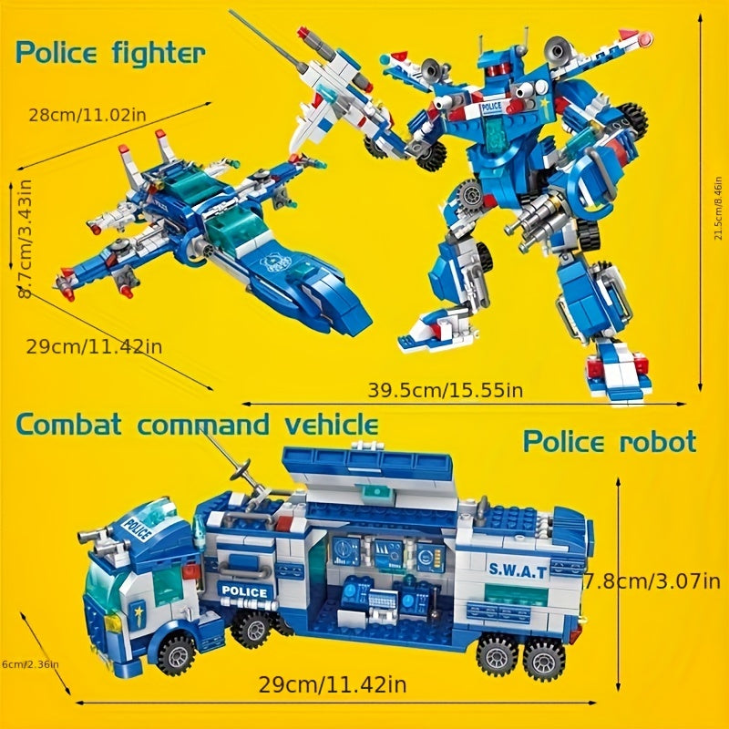 700pcs Department Car Building Blocks, City Patrol Police Toy, Vehicle Truck Action Figures Brick Toys For Children