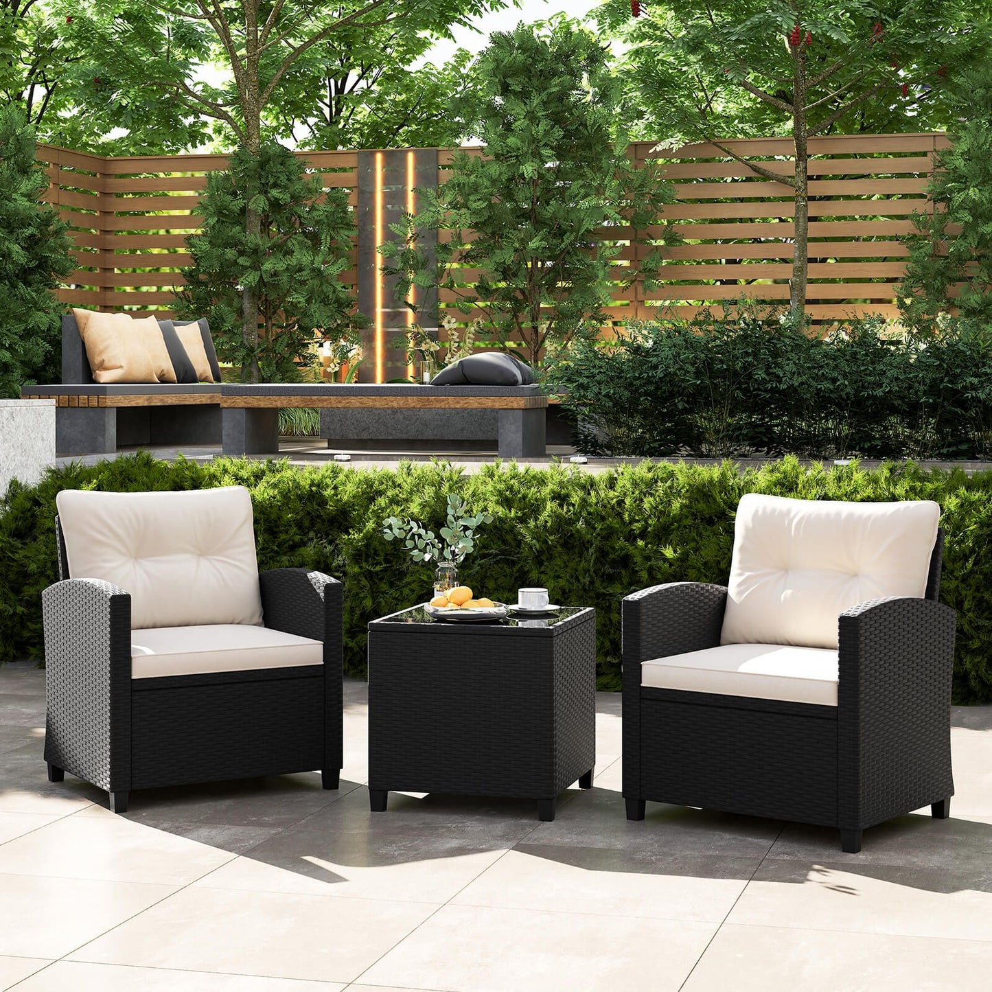 Stylish 3-Piece Rattan Patio Furniture Set with Comfortable Cushions for Ultimate Relaxation