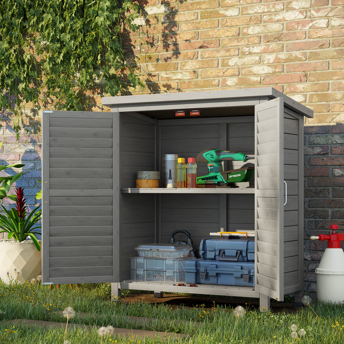 Durable Fir Wood Garden Shed - Organize Your Outdoor Gear with Style