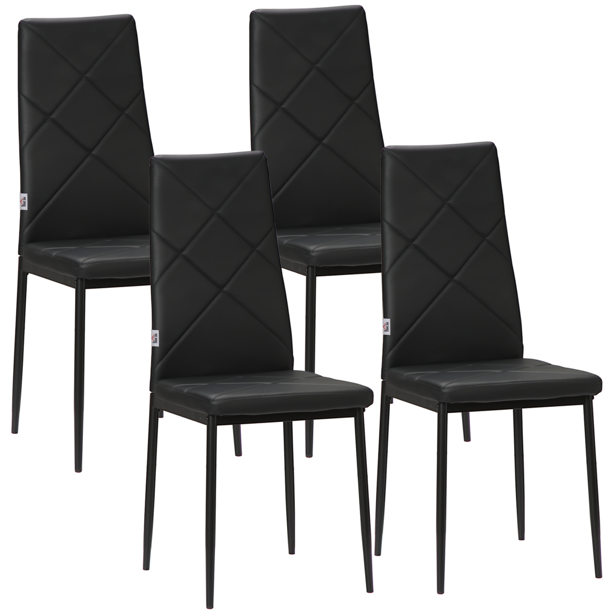 Elevate Your Dining: 4-Piece Faux Leather Chair Set in Sleek Black