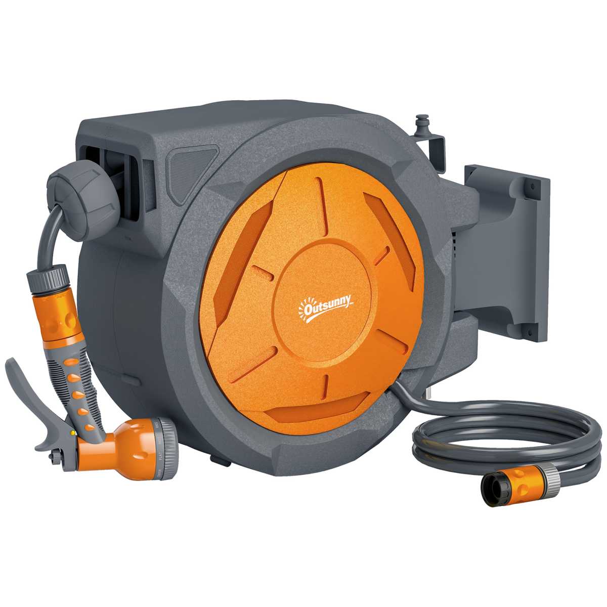 30m Retractable Hose Reel with Wall Mount & Lock, Orange