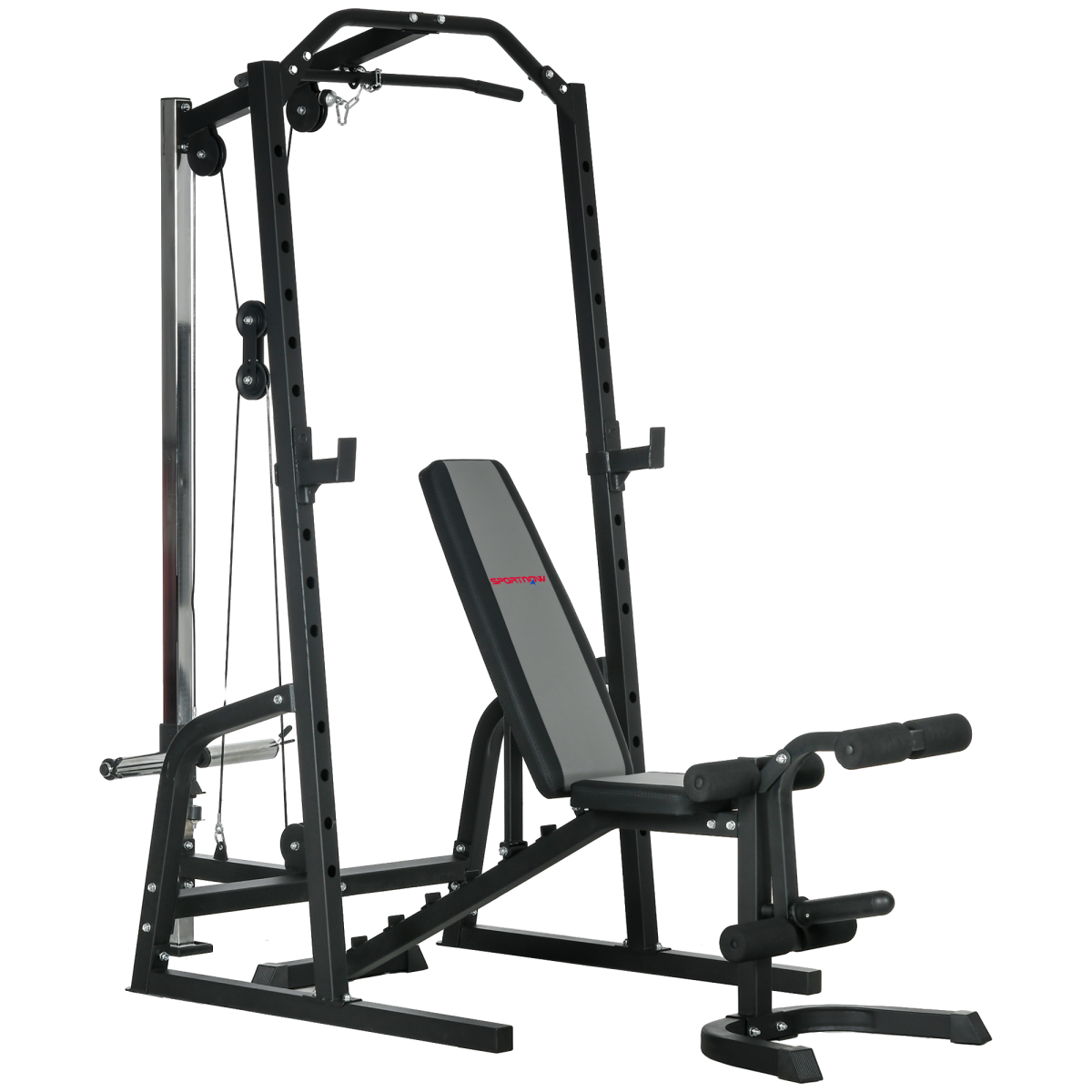 SPORTNOW All-in-One Smith Machine & Power Rack with Pull-Up Bar & Lat System