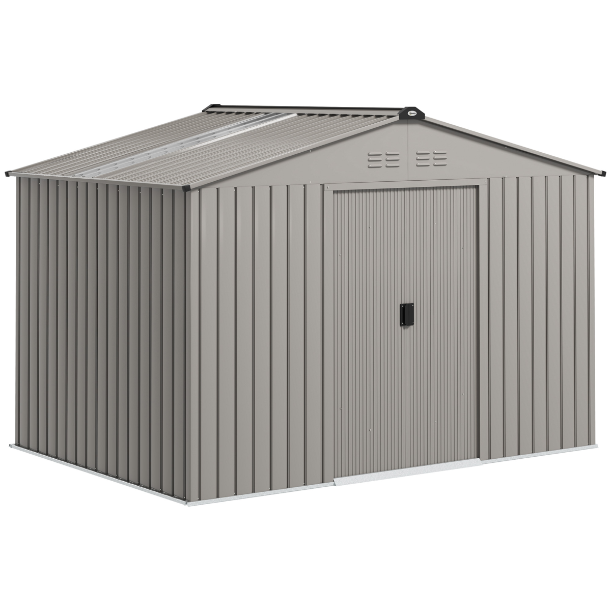 9x6ft Galvanised Garden Shed with Sliding Door - Lockable, Grey