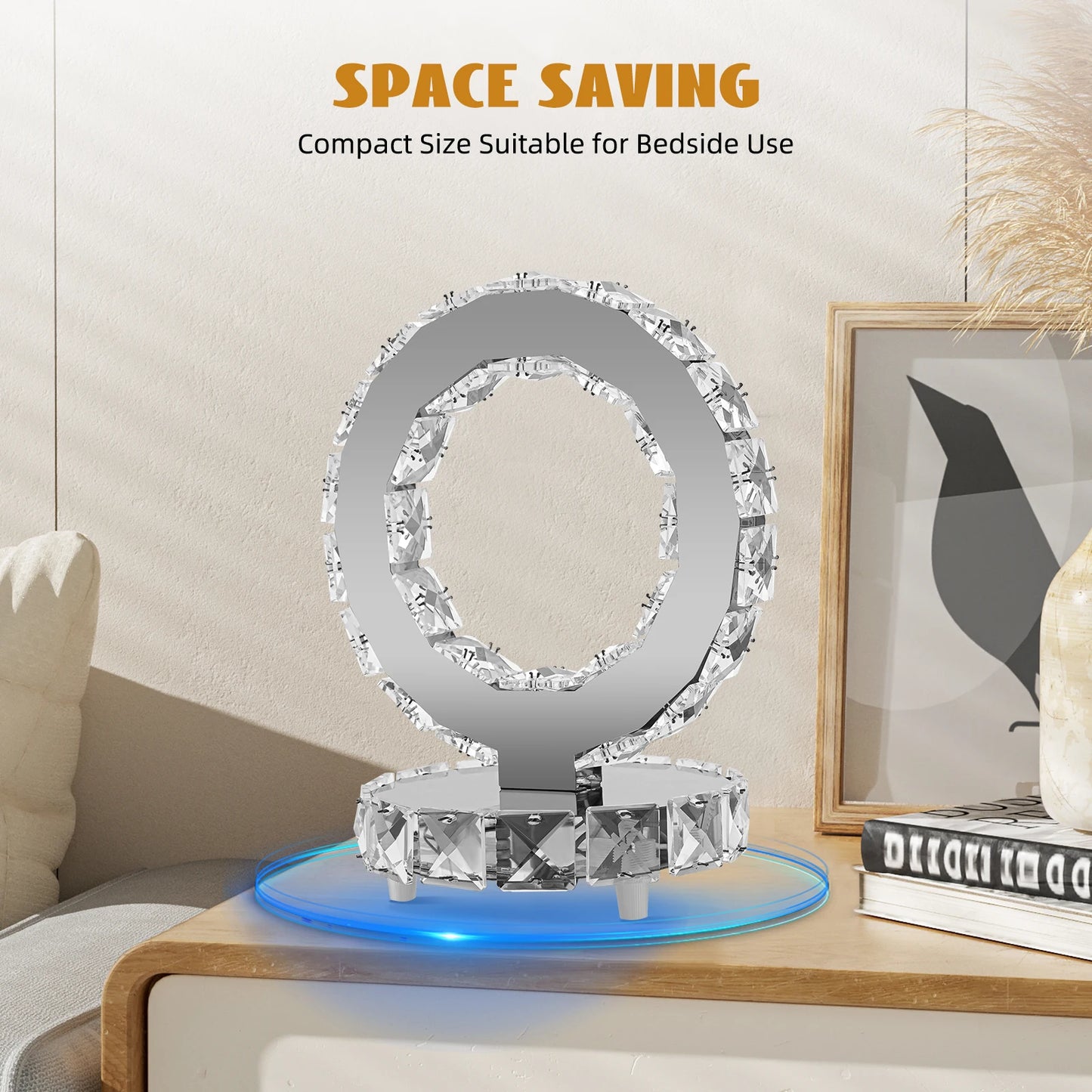 Crystal Bedside Table Lamp Cold White Light Non Adjustable 20Cm (British Standard 220V)