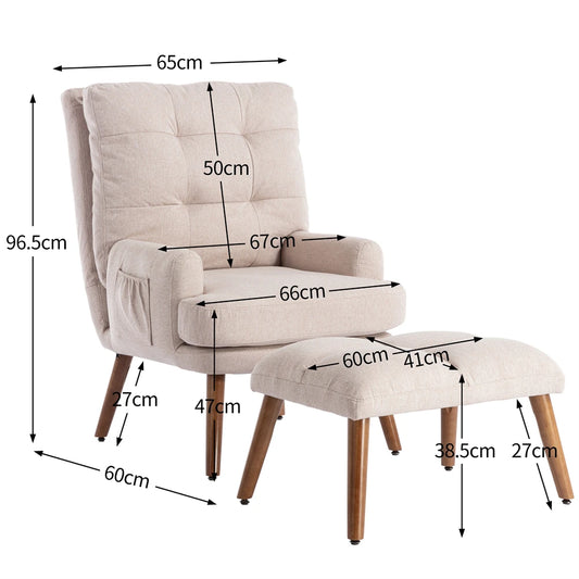 Stylish Modern Accent Armchair with Adjustable Backrest and Convenient Side Pockets for Ultimate Comfort