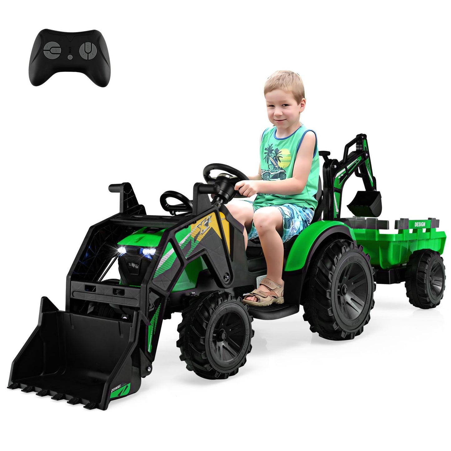 3 in 1 Ride on Tractor and Trailer with Shovel Bucket