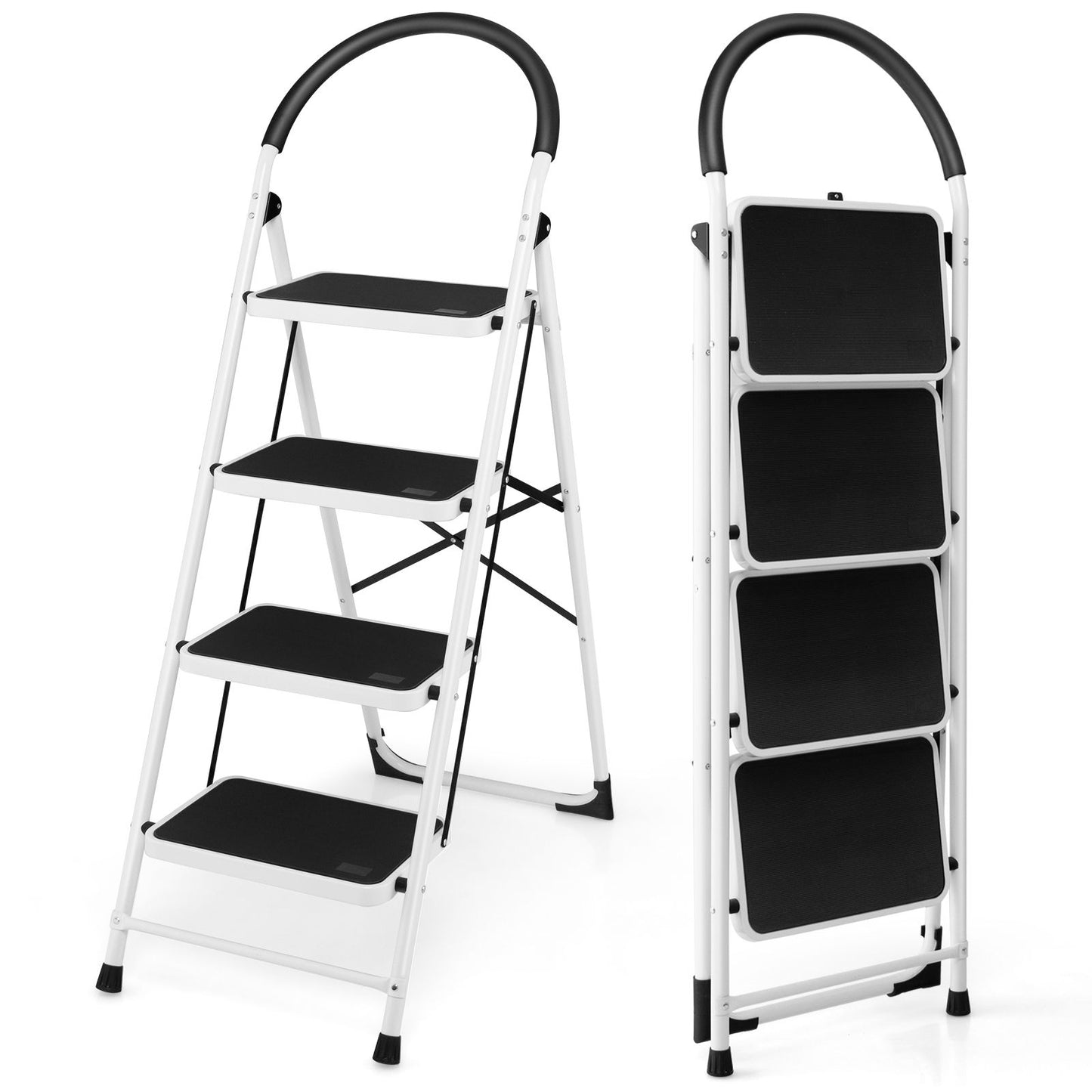 Folding anti Slip 4 Step Ladder with Extra Wide Platform