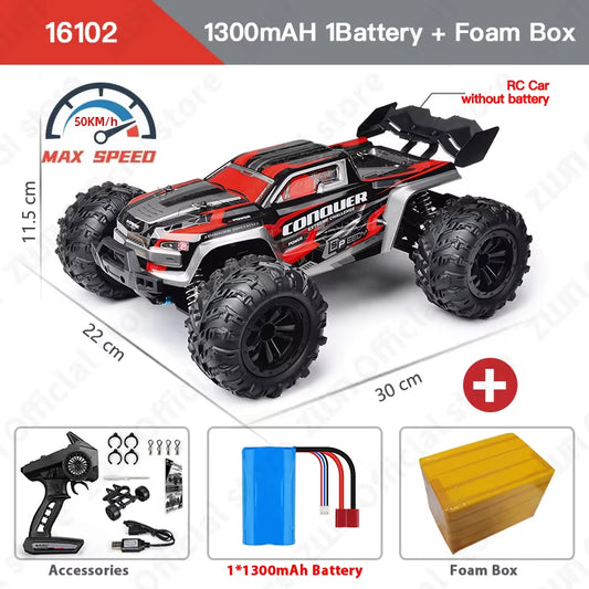 High-Speed 1:16 4WD RC Drift Monster Truck - 70KM/H Remote Control Car with LED for Kids - Wltoys 144001 Compatible