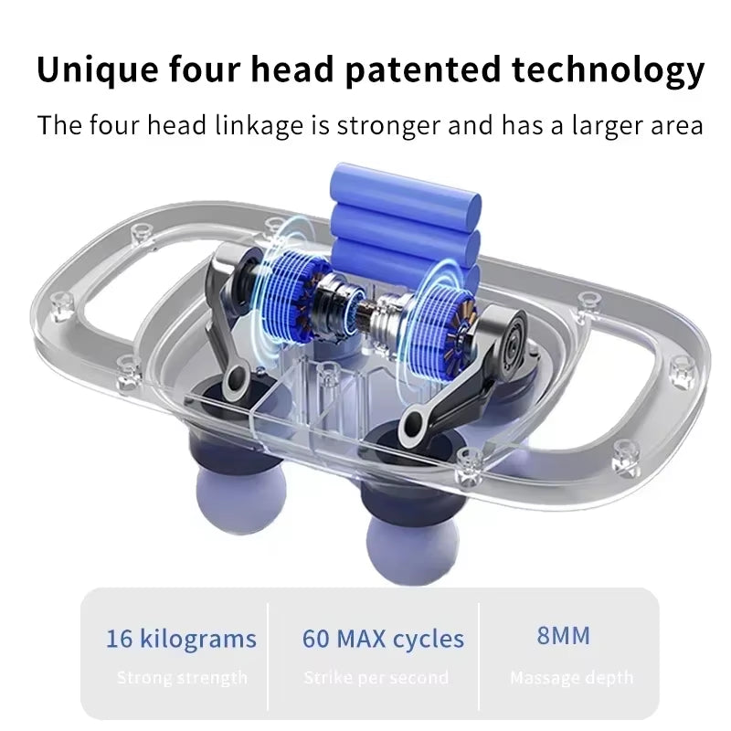 Ultimate 4-Head Wireless Handheld Fascia Massager for Instant Muscle Relief and Dynamic Therapy