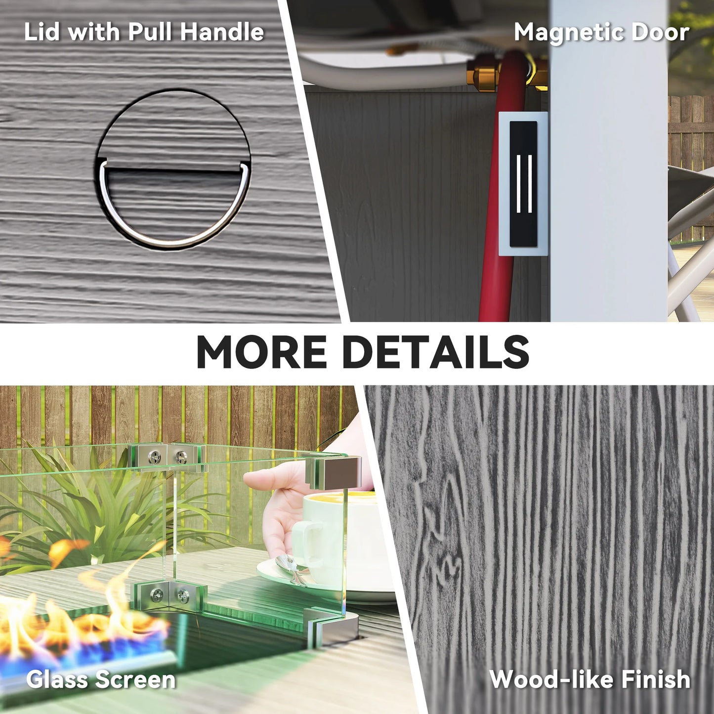 40,000 BTU Propane Gas Fire Pit Table for Outdoor Use, Smokeless Heating Solution for Gardens