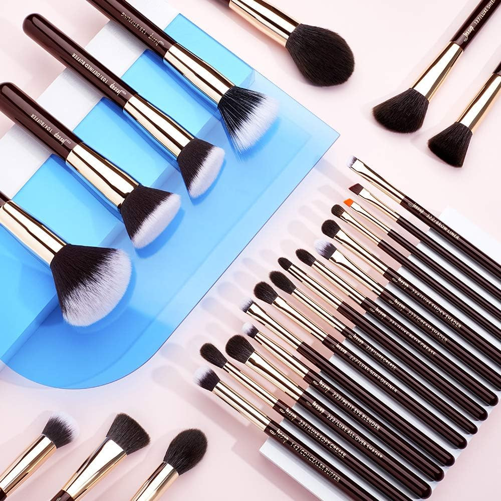 25PCS Professional Makeup Brush Set - Premium Natural Brushes for Foundation, Eyeshadow, Blending, Concealer, Blush & Highlight - T280