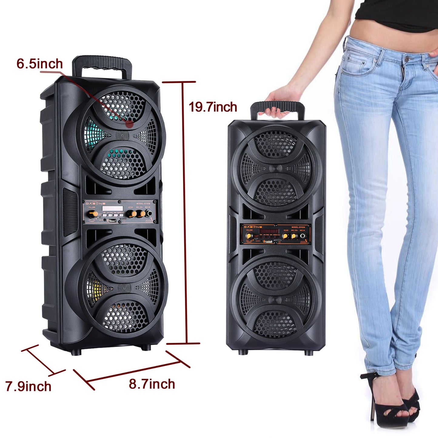 3000W Portable Bluetooth Speaker Subwoofer Heavy Bass Sound System DJ Party Home Outdoor Speakers & Microphone Remote LED Light
