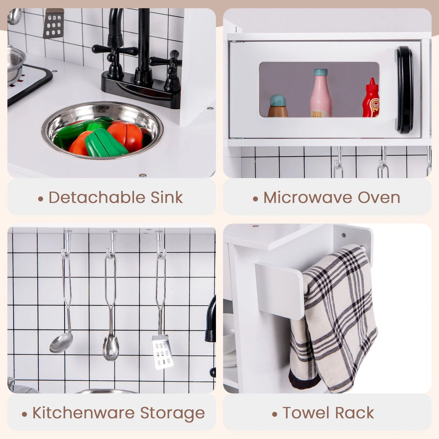 Play Kitchen Toy Set with Oven Real Sounds and Lights