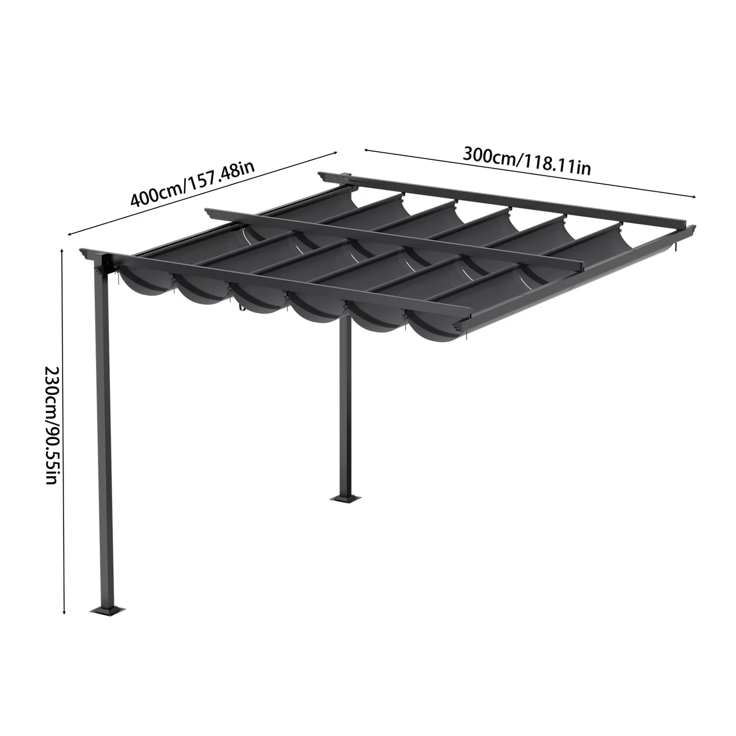 Outdoor Lean to Pergola with Canopy, 10 X 10FT & 10 X 13FT