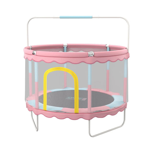 Kidkid 150cm Outdoor Trampoline with Safety Enclosure and Balance Bar for Kids