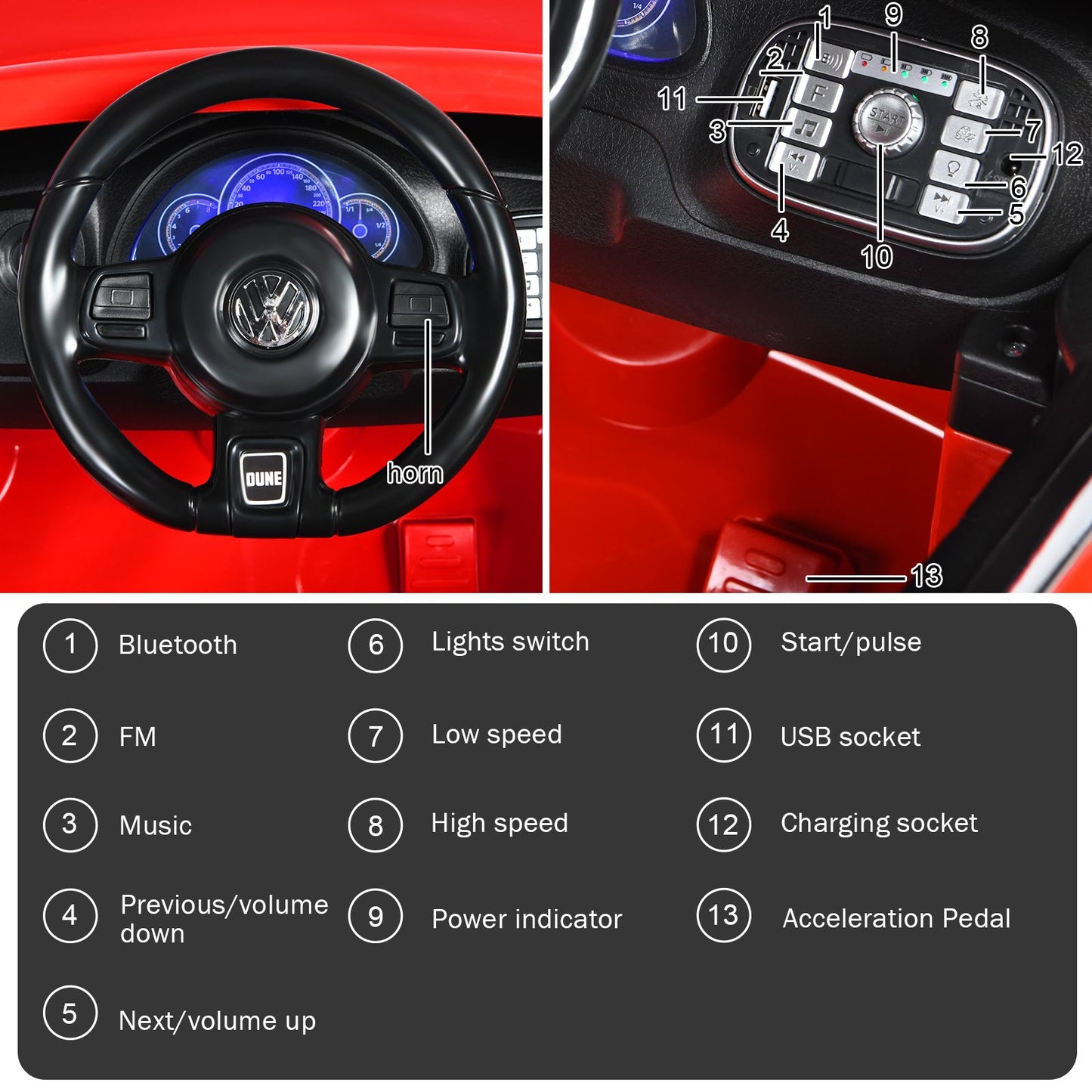 12V Volkswagen Beetle Electric Kids Ride on Car with Remote Control