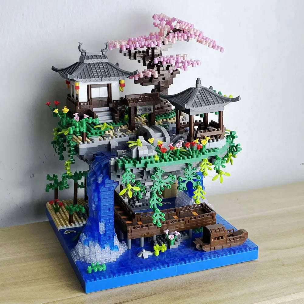 Peach Blossom Pond Building Blocks: Exquisite Traditional Chinese Architecture for Home Decor and Collectors
