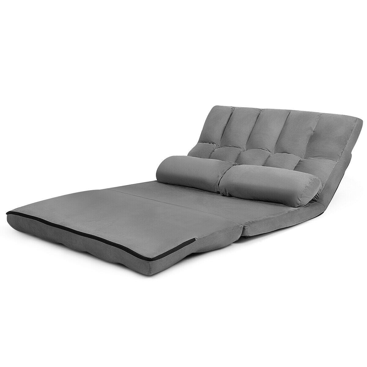 2 in 1 Folding Floor Lazy Sofa Bed with 6 Adjustable Seat Positions and 2 Pillows